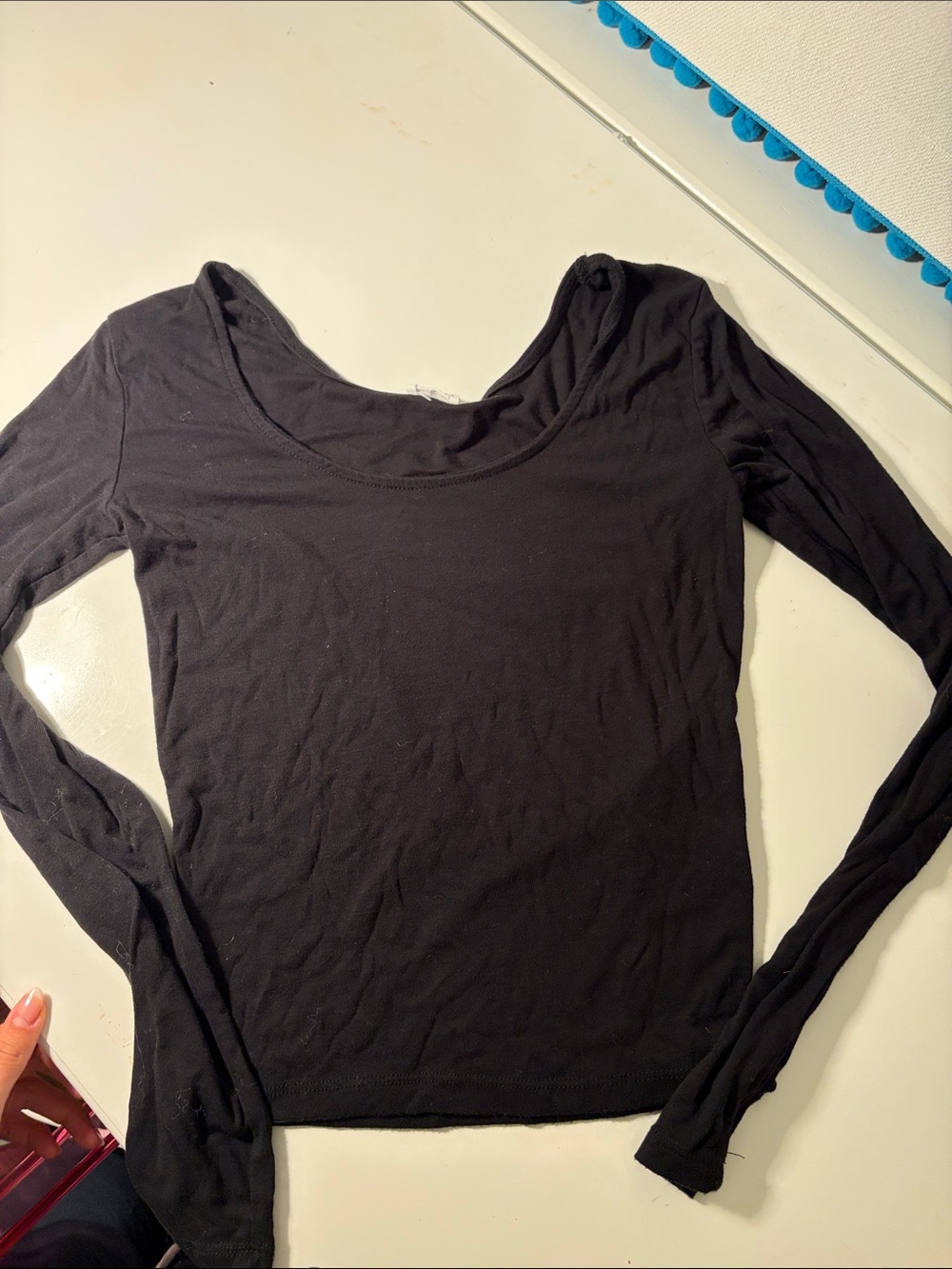 Cotton On Black Long-Sleeve Scoop Neck Top
